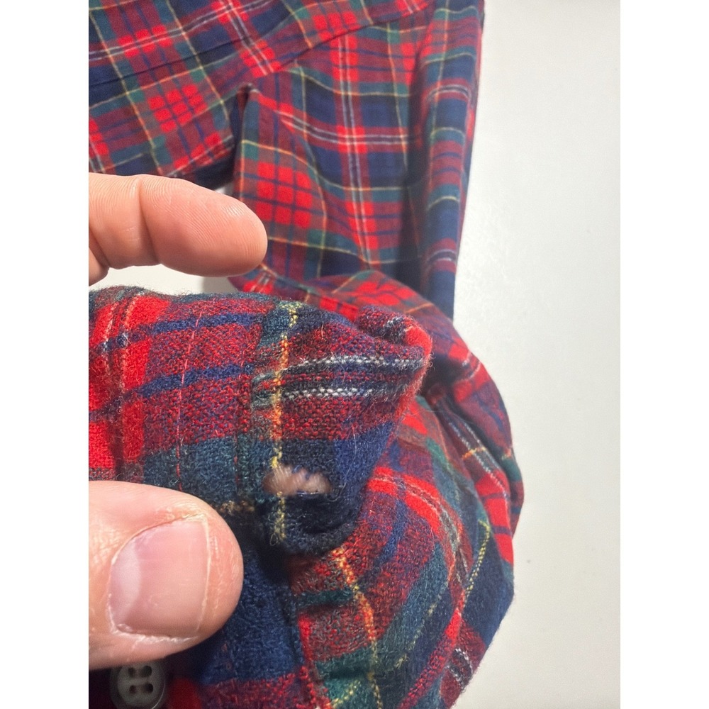 Pendleton Mens Wool Shirt Macpherson Red Tartan Plaid Vintage Large Made in USA - Picture 12 of 14